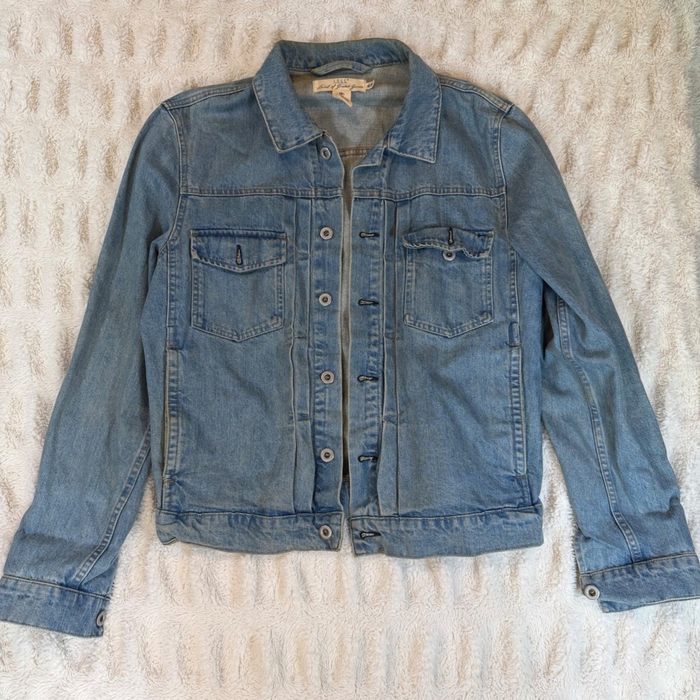 H&M L.O.G.G. Mens Denim Trucker Jacket Medium Wash Blue Cotton Large 0254843 3